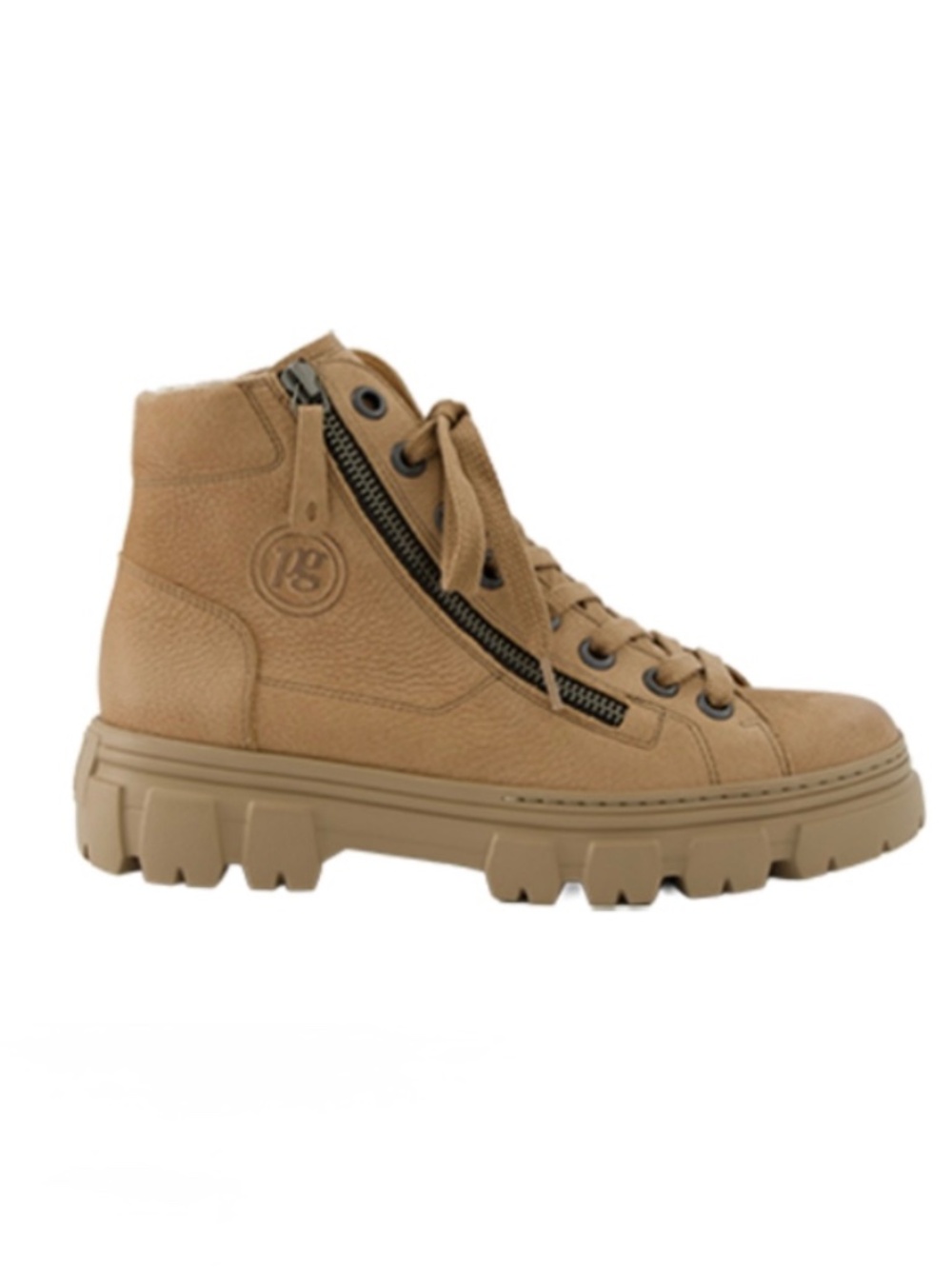 Leather High top sneaker Bootie. Tan nubuk Leather. Never worn